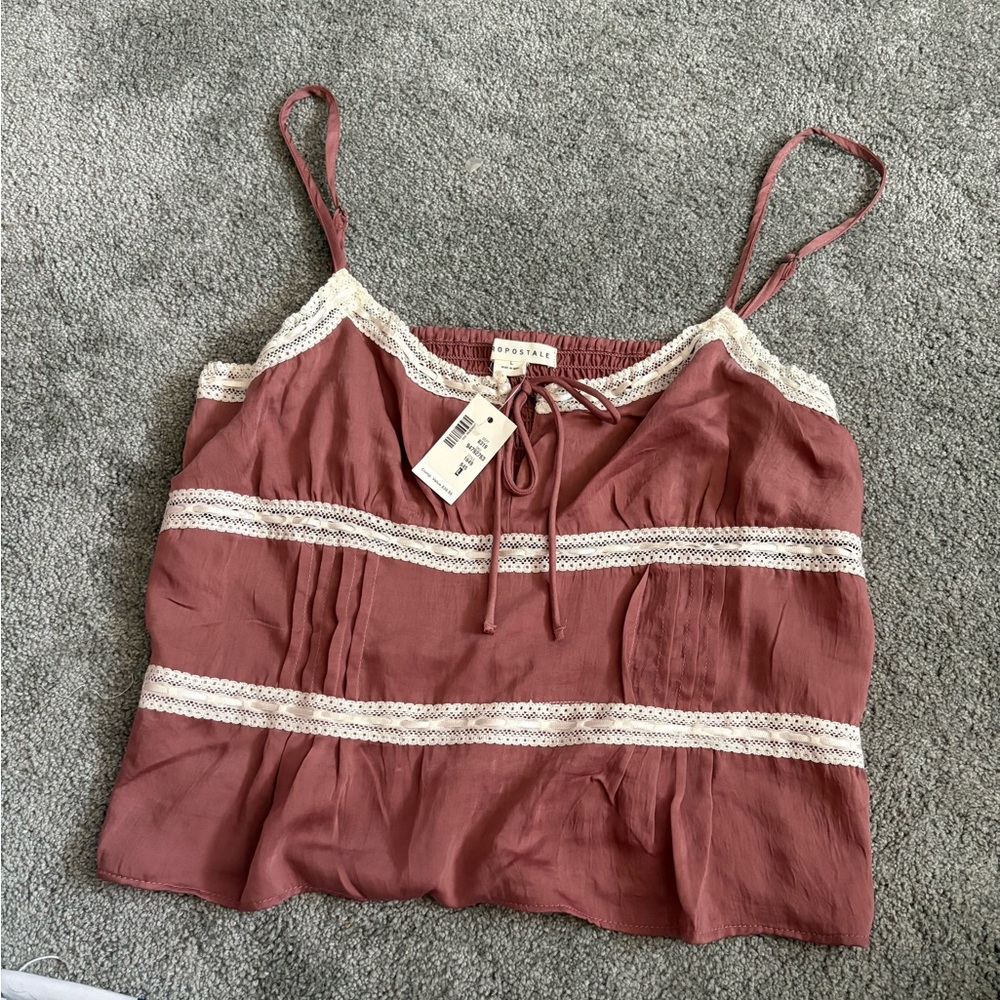NWT Aeropostale Mauve Lace Accent Camisole | Size L